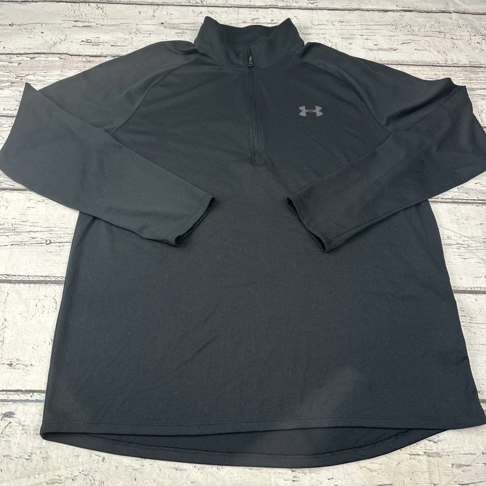 Under Armour Heat Gear Loose Fit 1/4 Zip Pullover Men's Size Large Black EUC